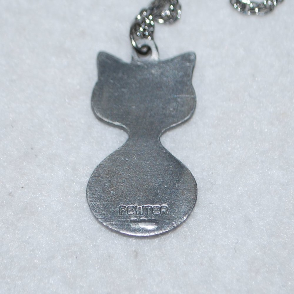 Solid Pewter Cat Necklace - image 4